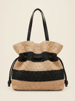 Crochet Woven Drawstring Shoulder Tote Bag