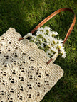 Crochet Woven Fan-Shape Shoulder Tote Bag
