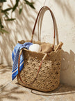 Crochet Woven Fan-Shape Shoulder Tote Bag