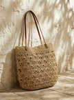 Crochet Woven Fan-Shape Shoulder Tote Bag