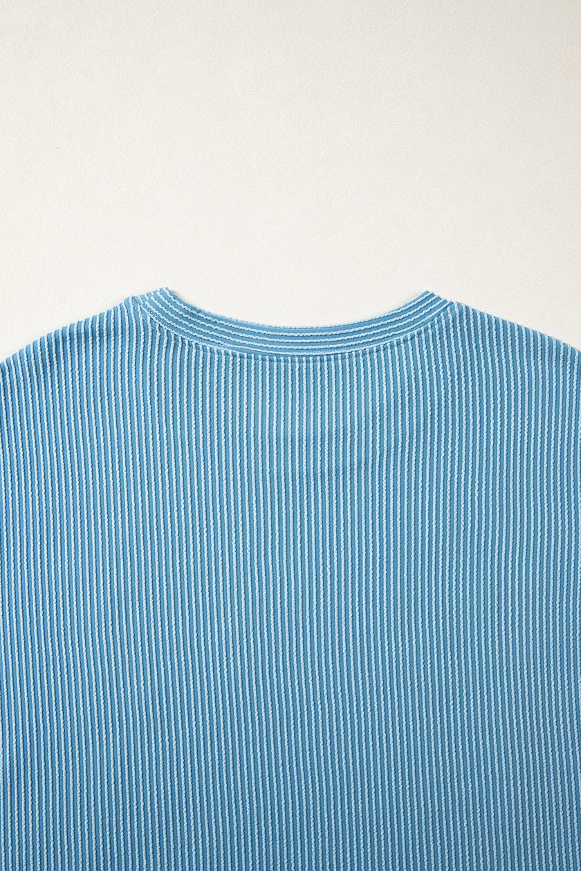 USA Corded Knit Short Sleeve Graphic Top
