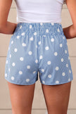 Polka Dot Shirred High Waist Shorts