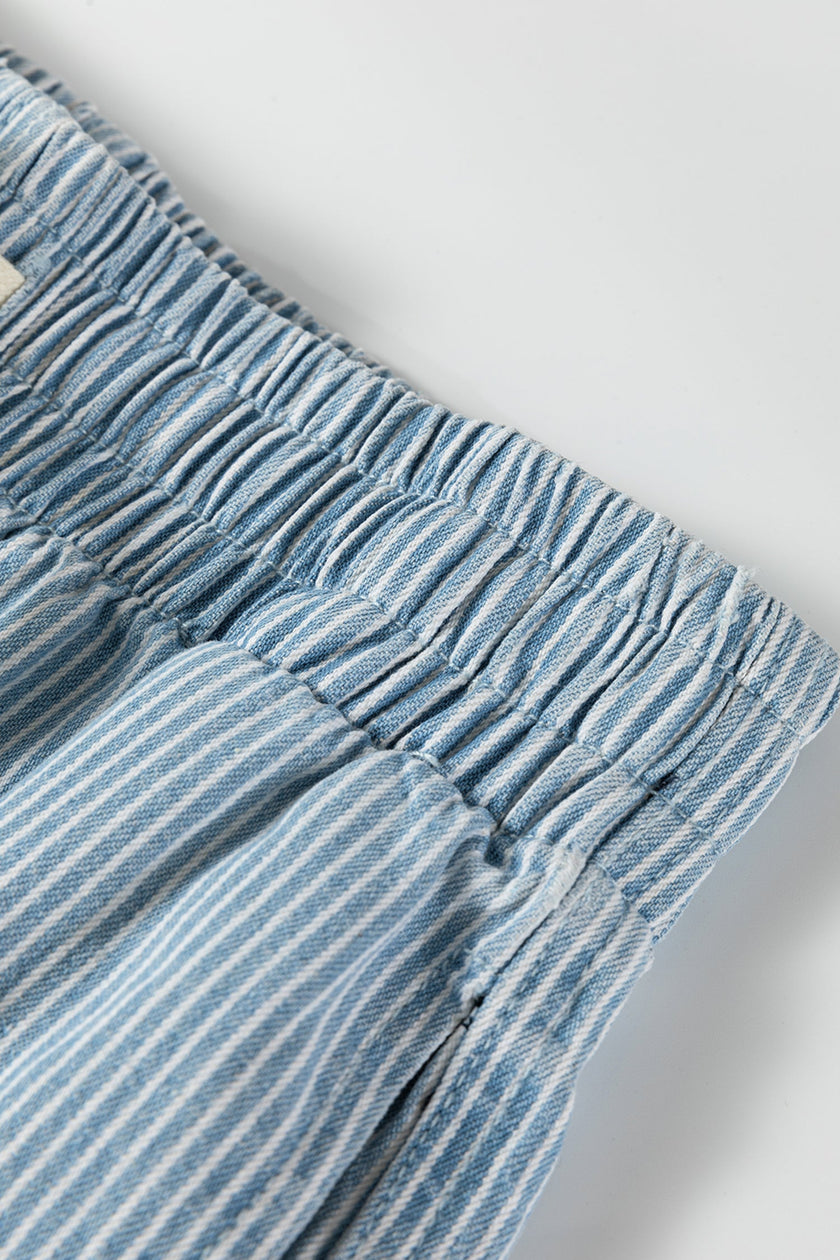 Stripe Drawstring Casual Denim Shorts