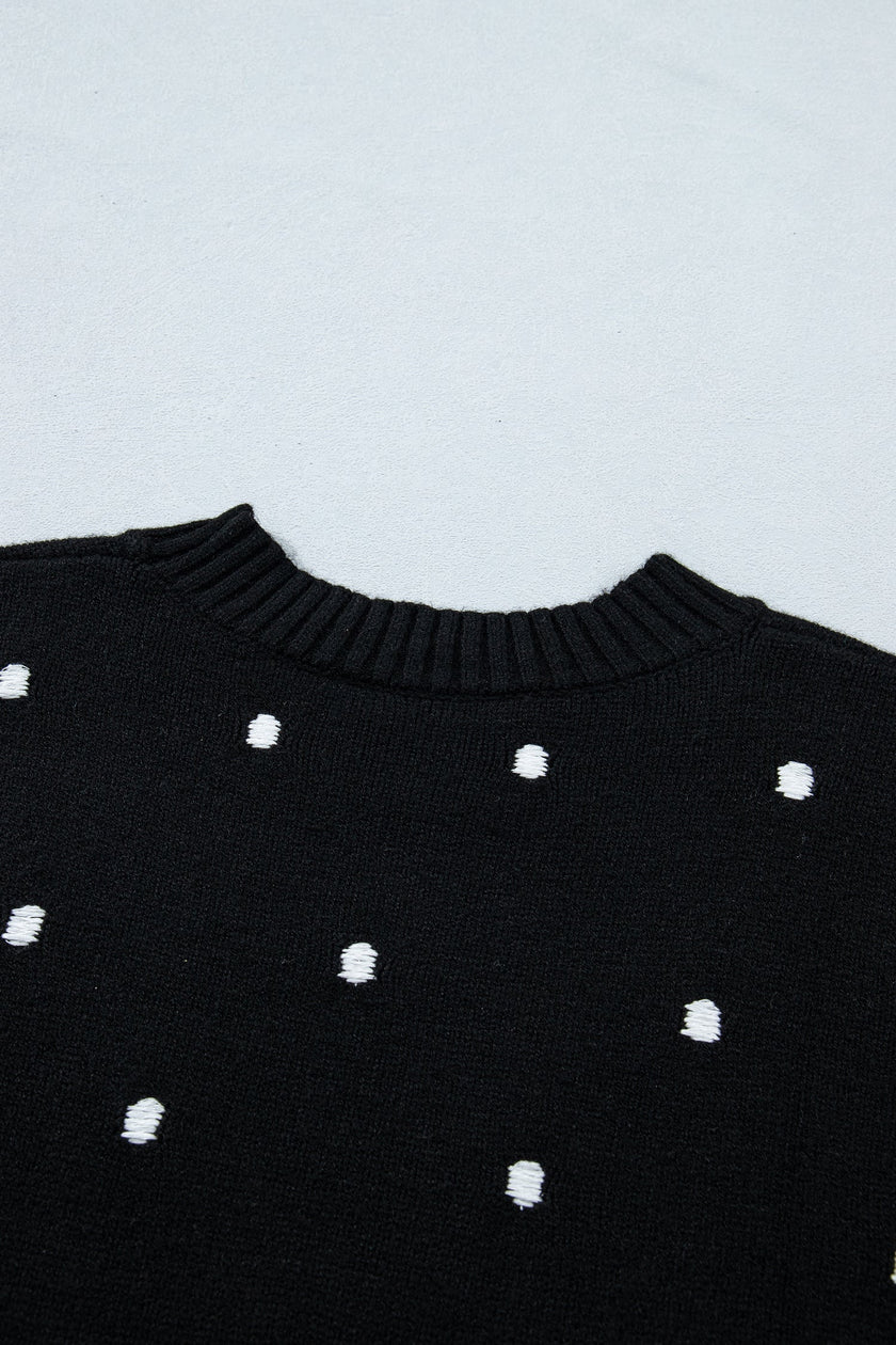 Adorable Polka Dot Bubble Sleeve Sweater