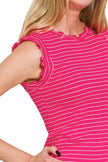 Women's Tank Top Tank Top - Ribbed Stripe Sleeveless - Casual USA Made