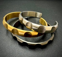 Gunmetal adjustable bangle cuff with circular indents