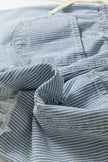 Stripe Denim Raw Edge Drawstring Shorts