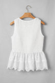 Smocked Lace Sleeveless Peplum Top