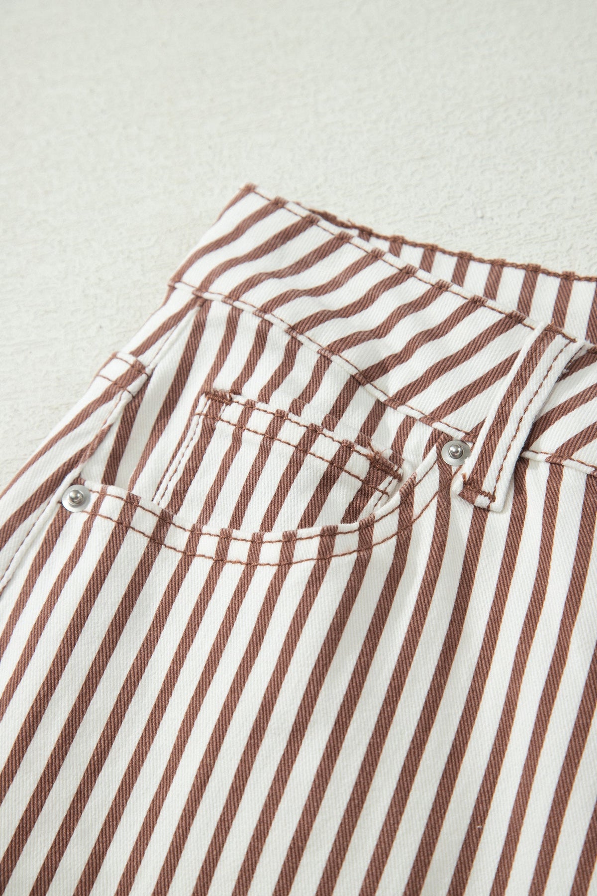 Striped High Waist Barrel Leg Jeans