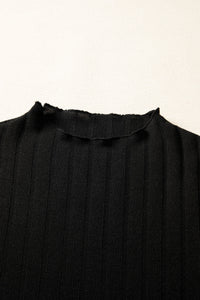 Ribbed Knit Patchwork Long Sleeve Mini Dress - additional product view