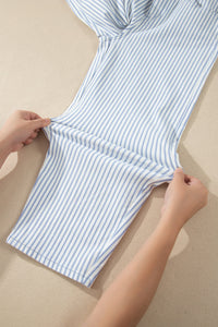 Striped High Waist Barrel Leg Jeans