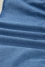 Denim peplum top with balloon sleeves