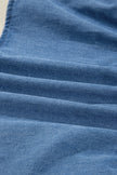 Denim Lapel Collar Balloon Sleeve Peplum Top