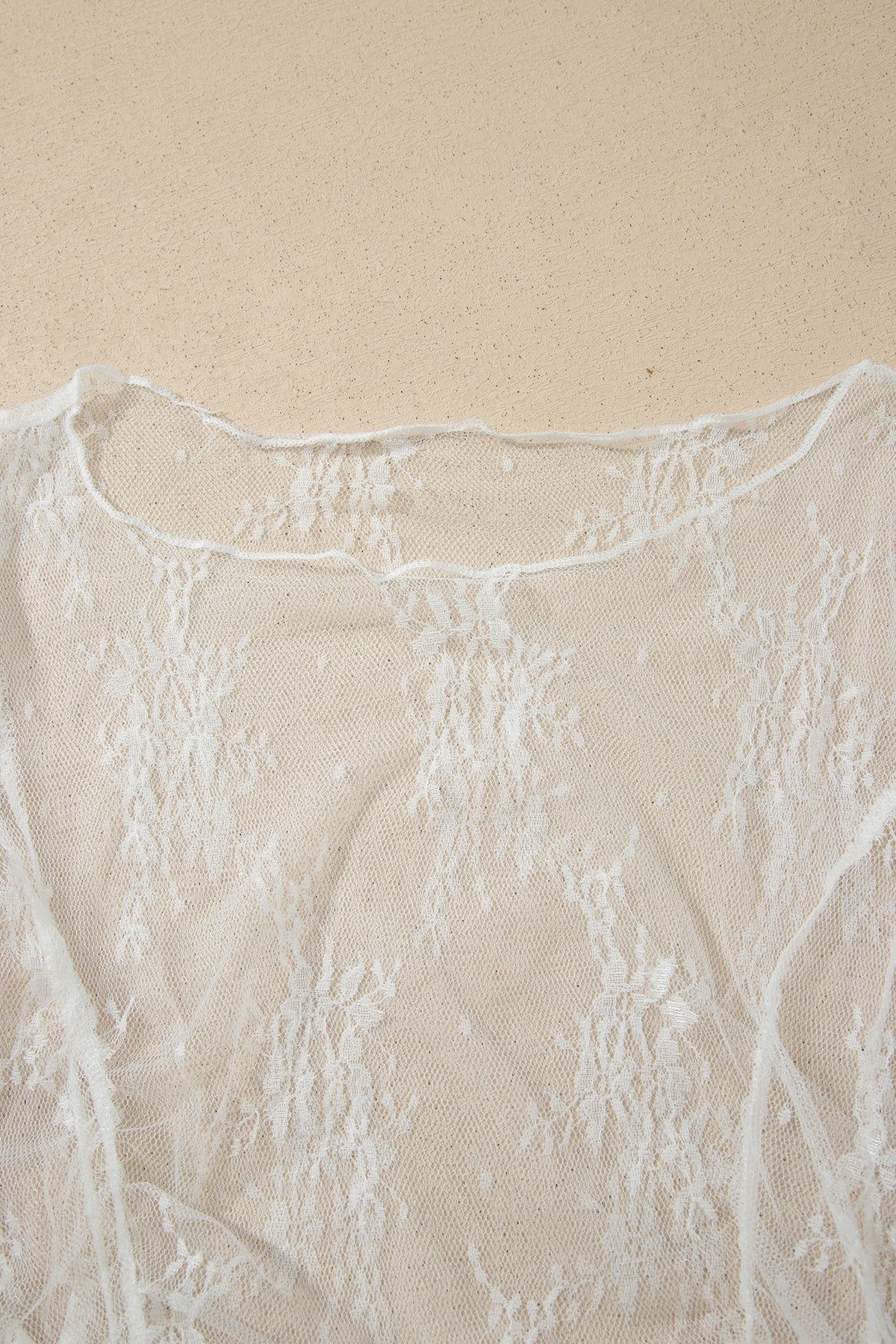 Floral lace sheer mesh top with ruched front
