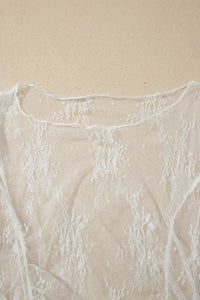 Floral lace sheer mesh top with ruched front