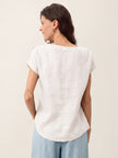 100% Linen Round Neck Button Detail Top ISABELLE