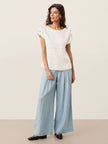 100% Linen Round Neck Button Detail Top ISABELLE