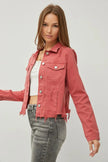Adorable Cropped Denim Jacket With Raw Hem