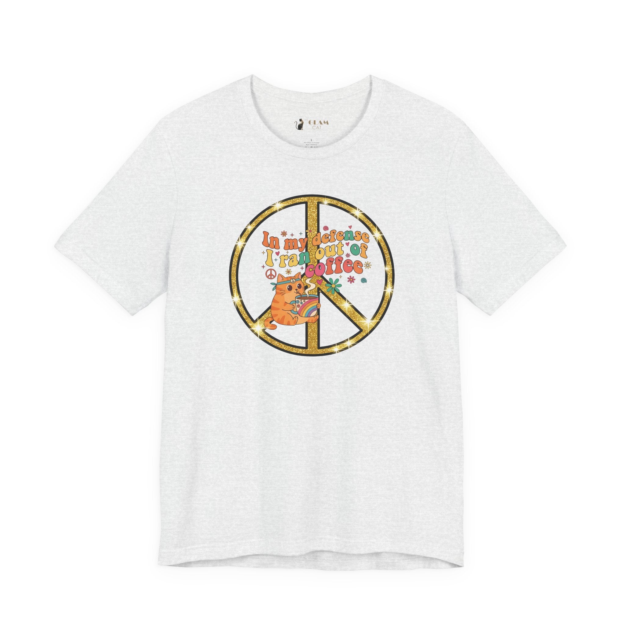 ‘In My Defense I Ran Out of Coffee’ Retro Cat Graphic Tee