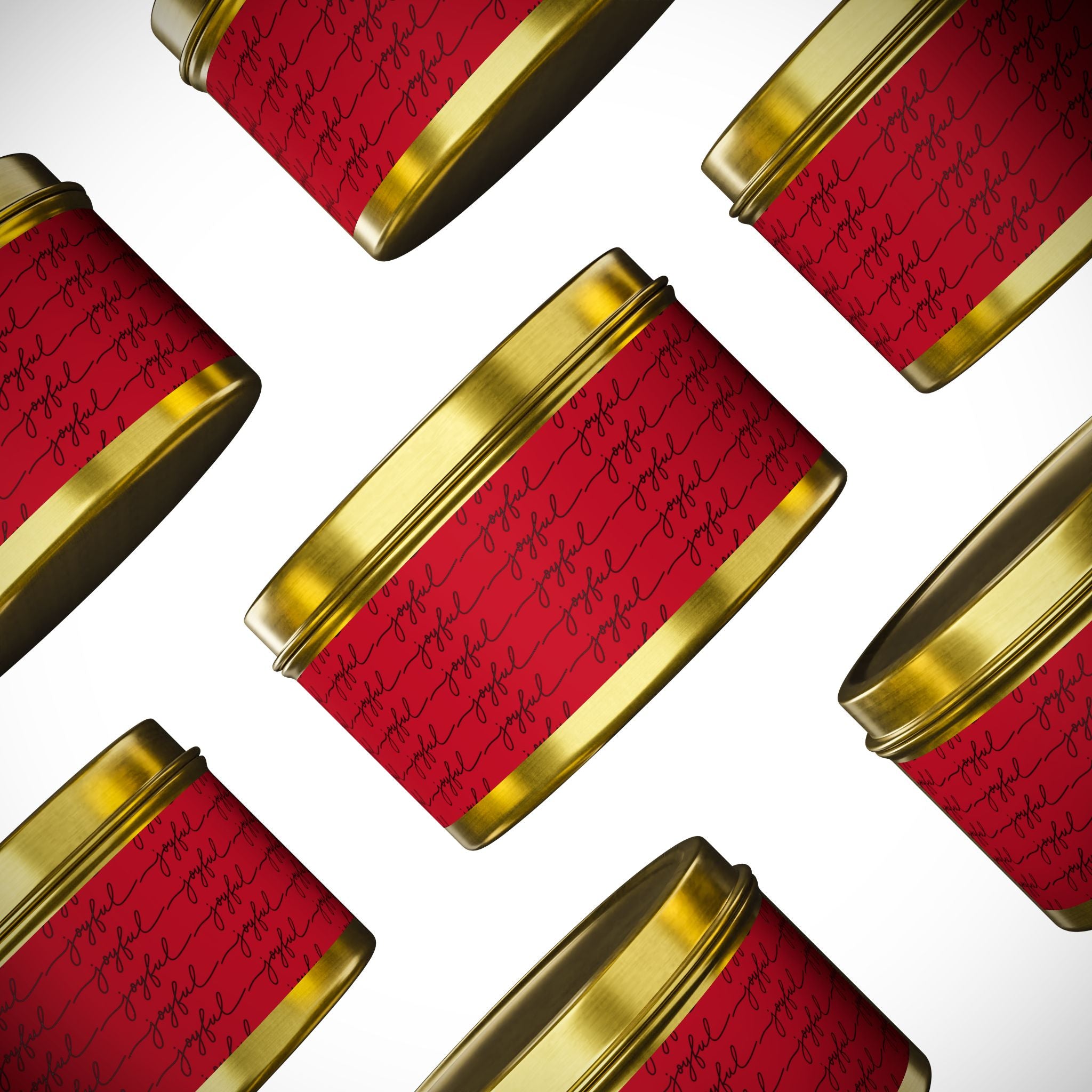 Eco-Friendly Red 'Joyful' Script Scented Tin Candle