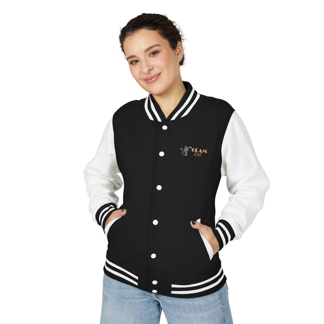 The Glam Cat Embroidered Vintage Varsity Bomber Jacket