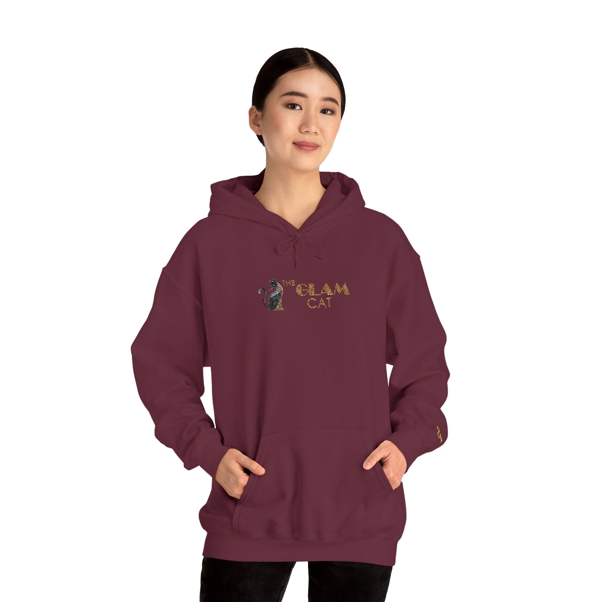 The Glam Cat Designer Embroidered Hoodie – Cozy Streetwear for Cat Lovers