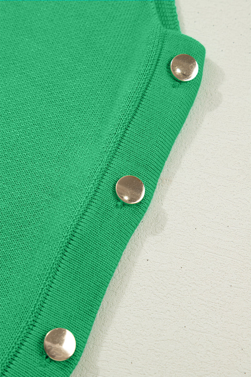 Button-Side Sleeveless Knit Sweater