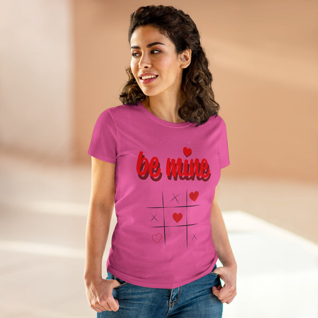 Be Mine Tic-Tac-Toe Valentine's Day Women's Cotton Tee