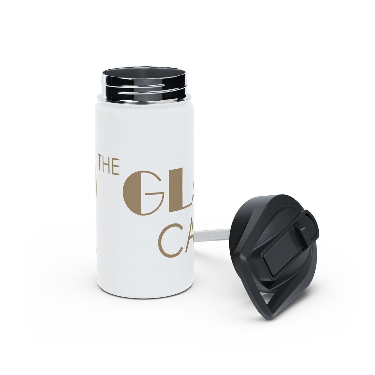 The Glam Cat motif stainless steel water bottle