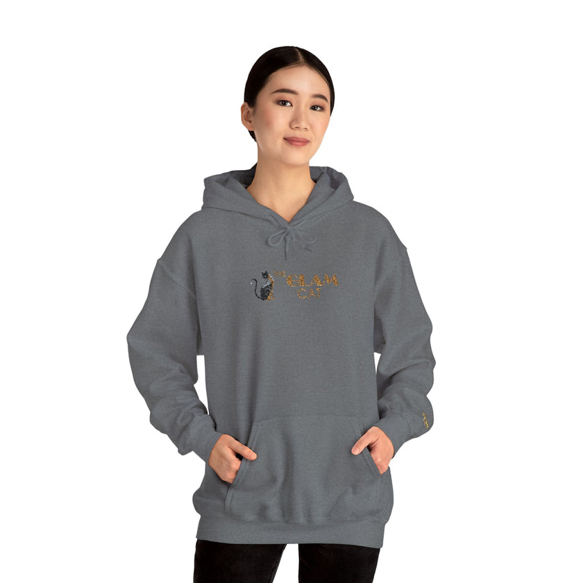 The Glam Cat Designer Embroidered Hoodie – Cozy Streetwear for Cat Lovers