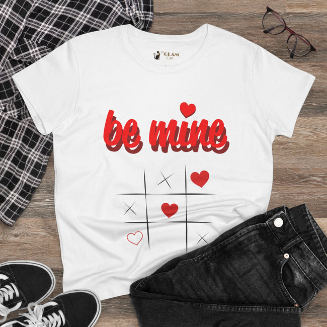 Be Mine Tic-Tac-Toe Valentine's Day Women's Cotton Tee