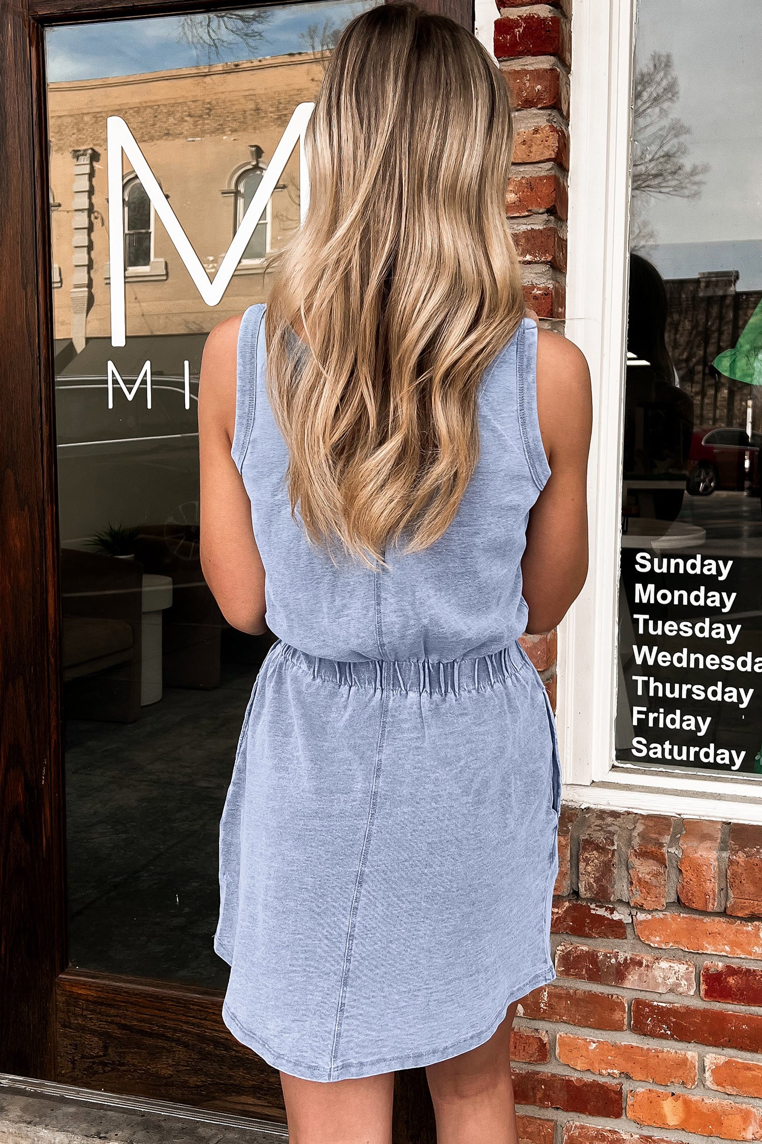 Mineral Wash Elastic Waist Tank Dress