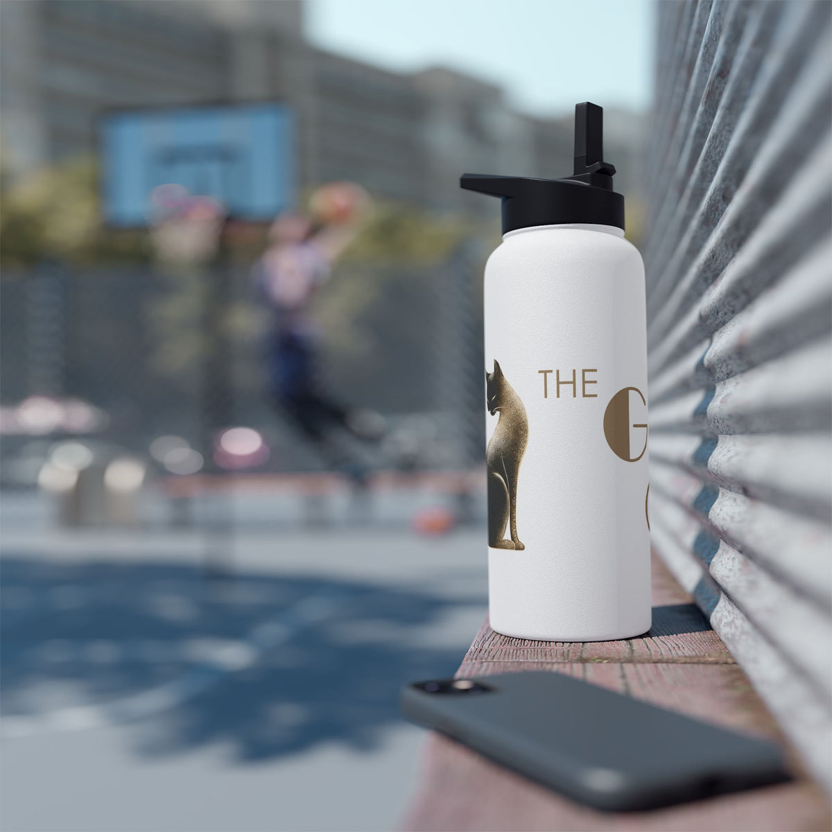 The Glam Cat motif stainless steel water bottle