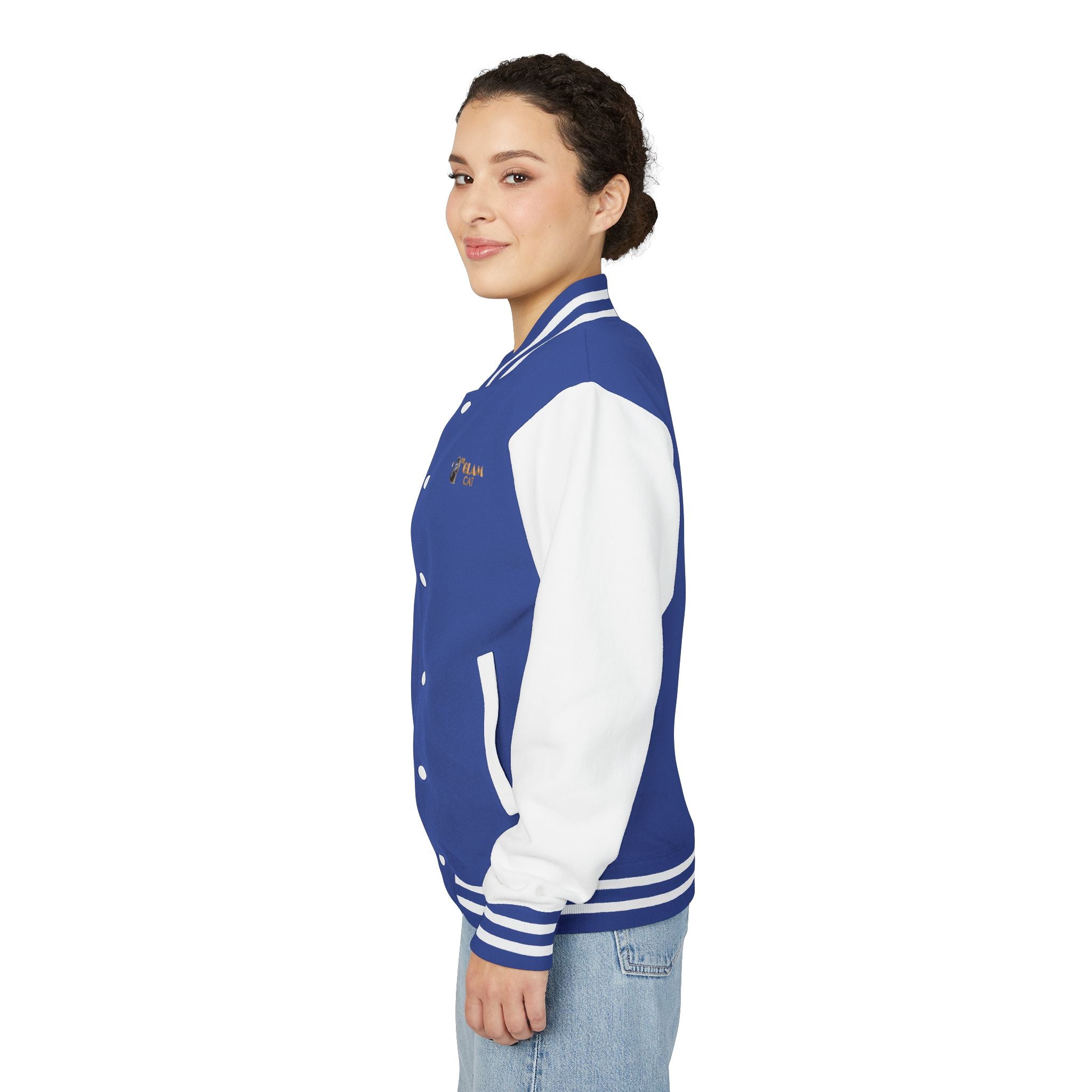 The Glam Cat Embroidered Vintage Varsity Bomber Jacket