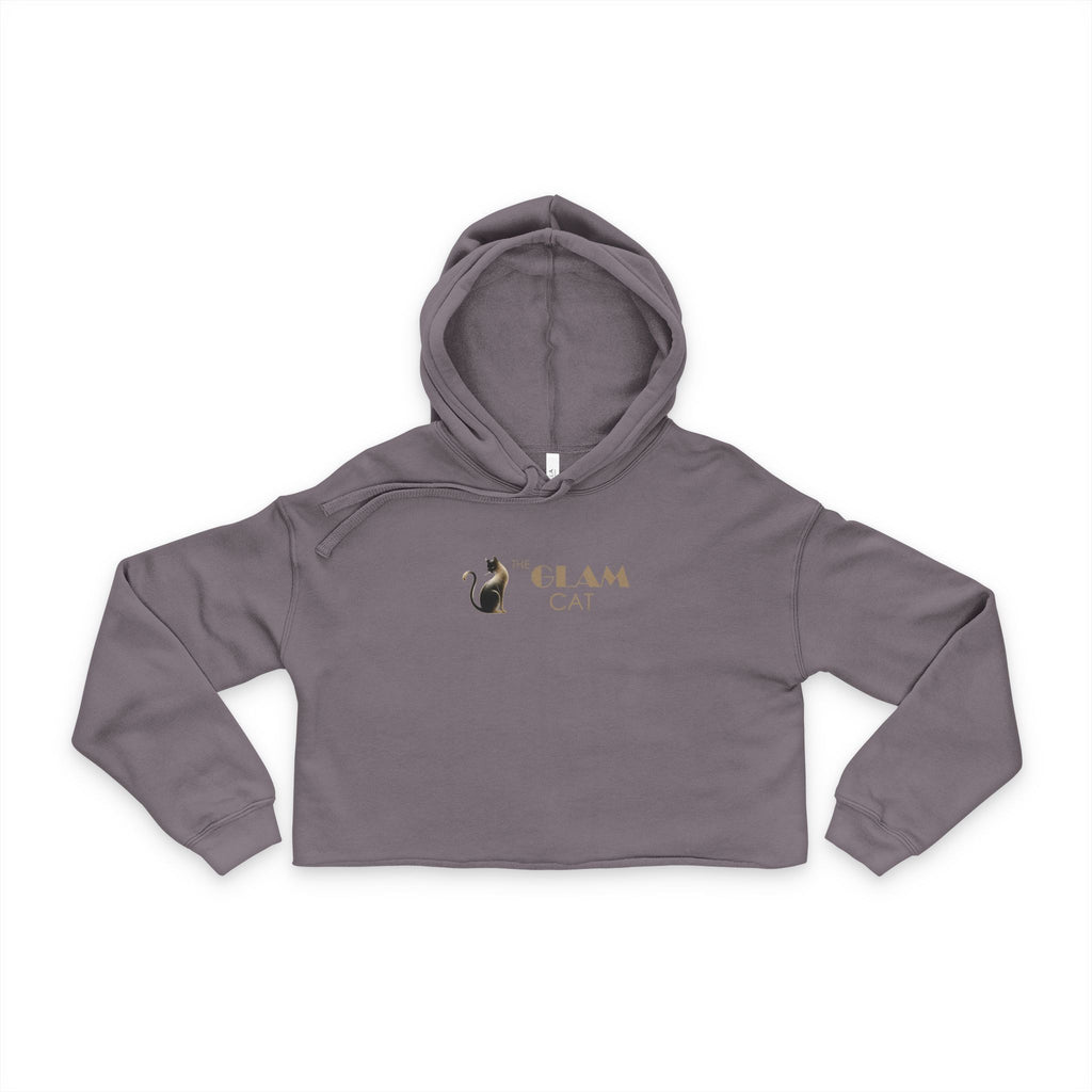 The Glam Cat raw hem cropped hoodie with branded chest artwork