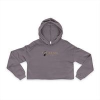 The Glam Cat raw hem cropped hoodie with branded chest artwork