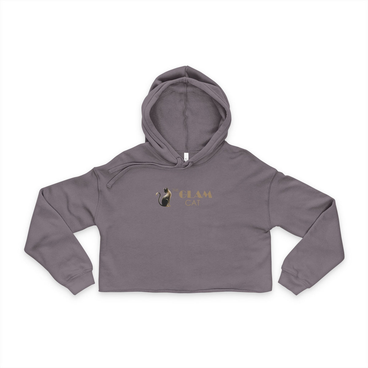 The Glam Cat raw hem cropped hoodie with branded chest artwork