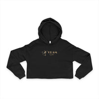 The Glam Cat raw hem cropped hoodie with branded chest artwork