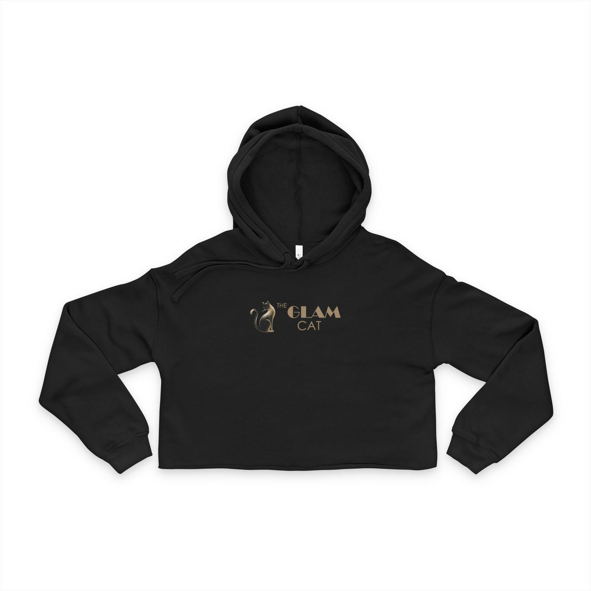 The Glam Cat raw hem cropped hoodie with branded chest artwork