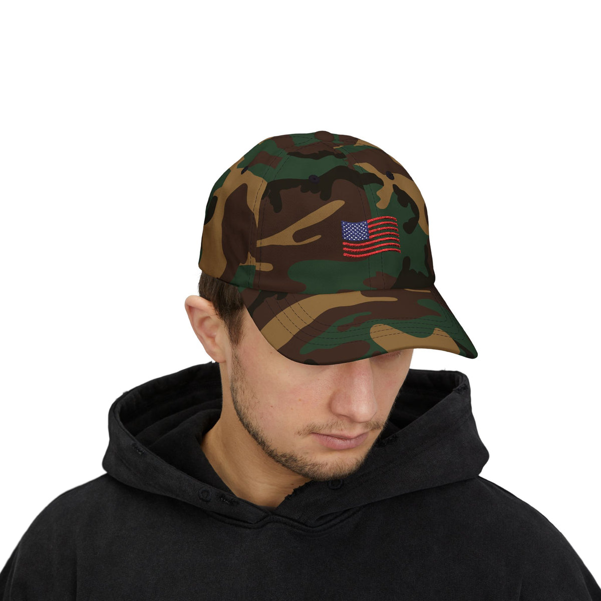 Refined Americana Embroidered Flag Cap