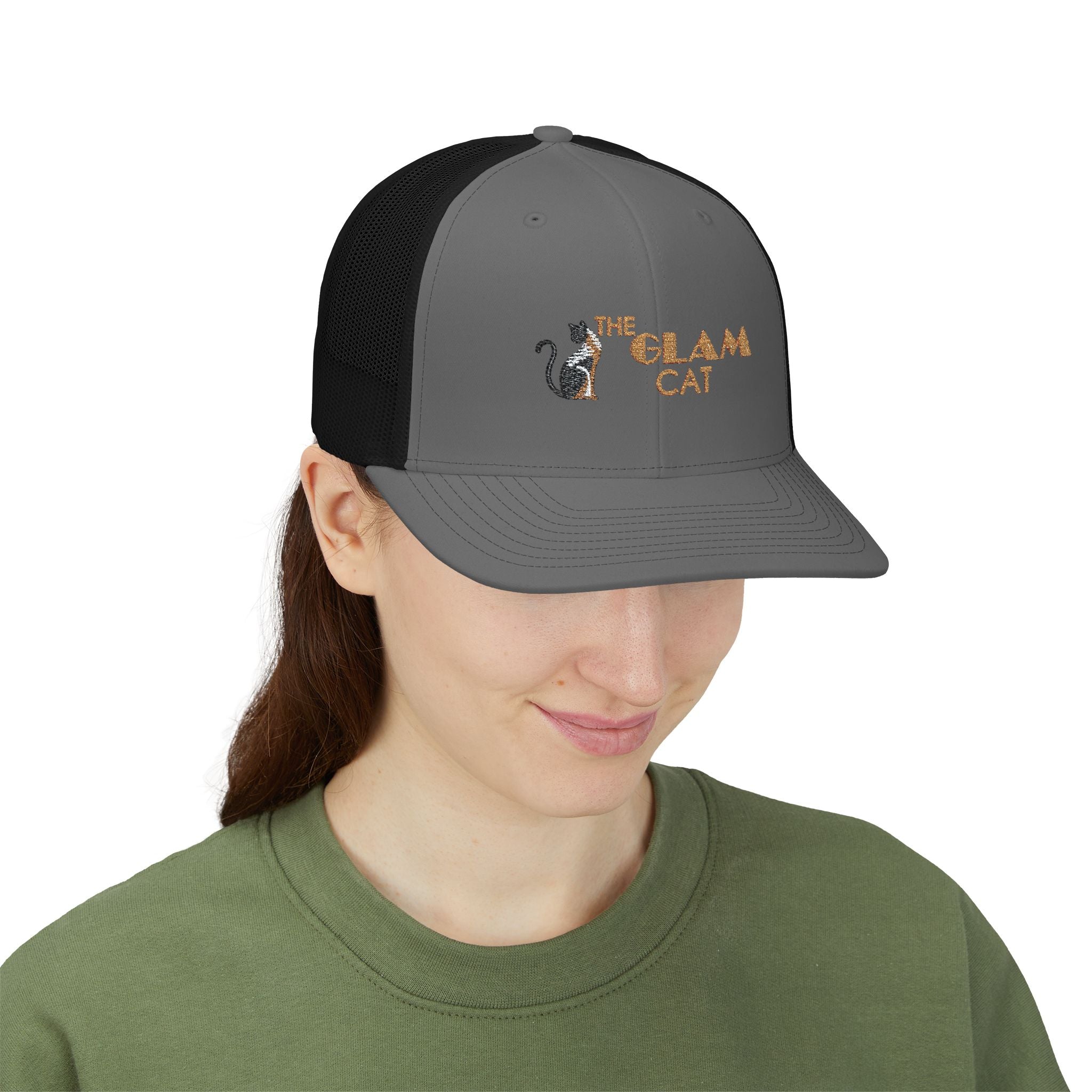 The Glam Cat Designer Embroidered Trucker Hat Snapback