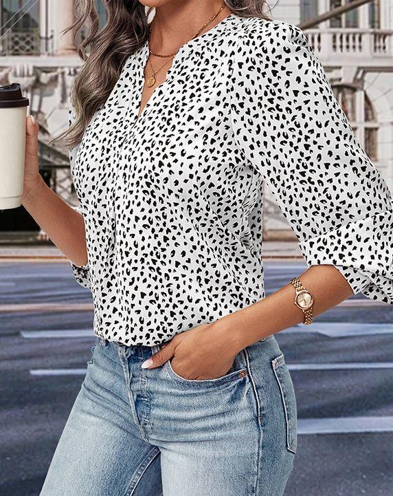 Trendy Long Sleeved Wild Leopard Print Top