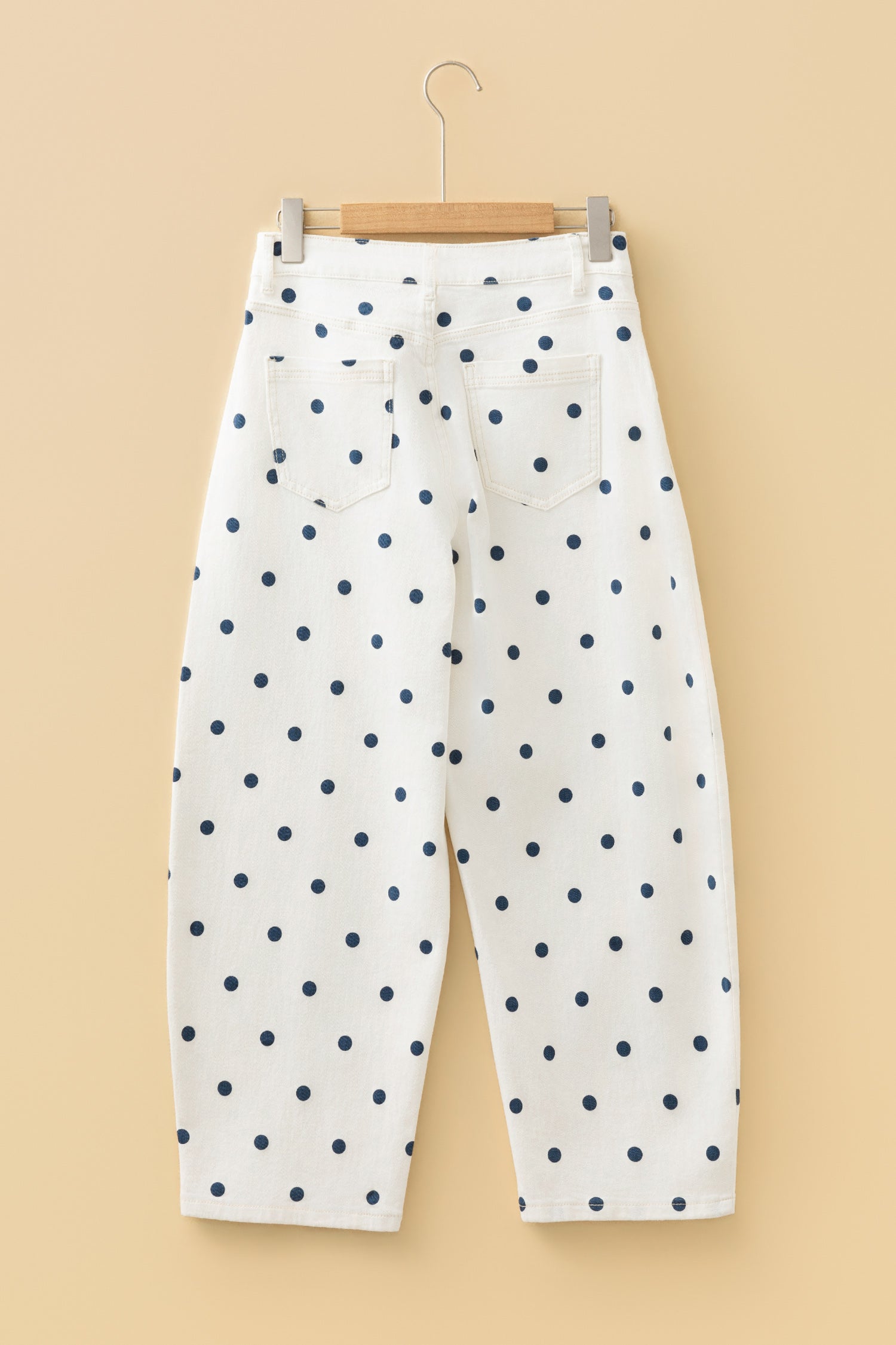 Polka Dot Tailored-Seam Barrel Jeans