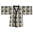 Glamourous Cat Pattern Long Sleeve Kimono Robe