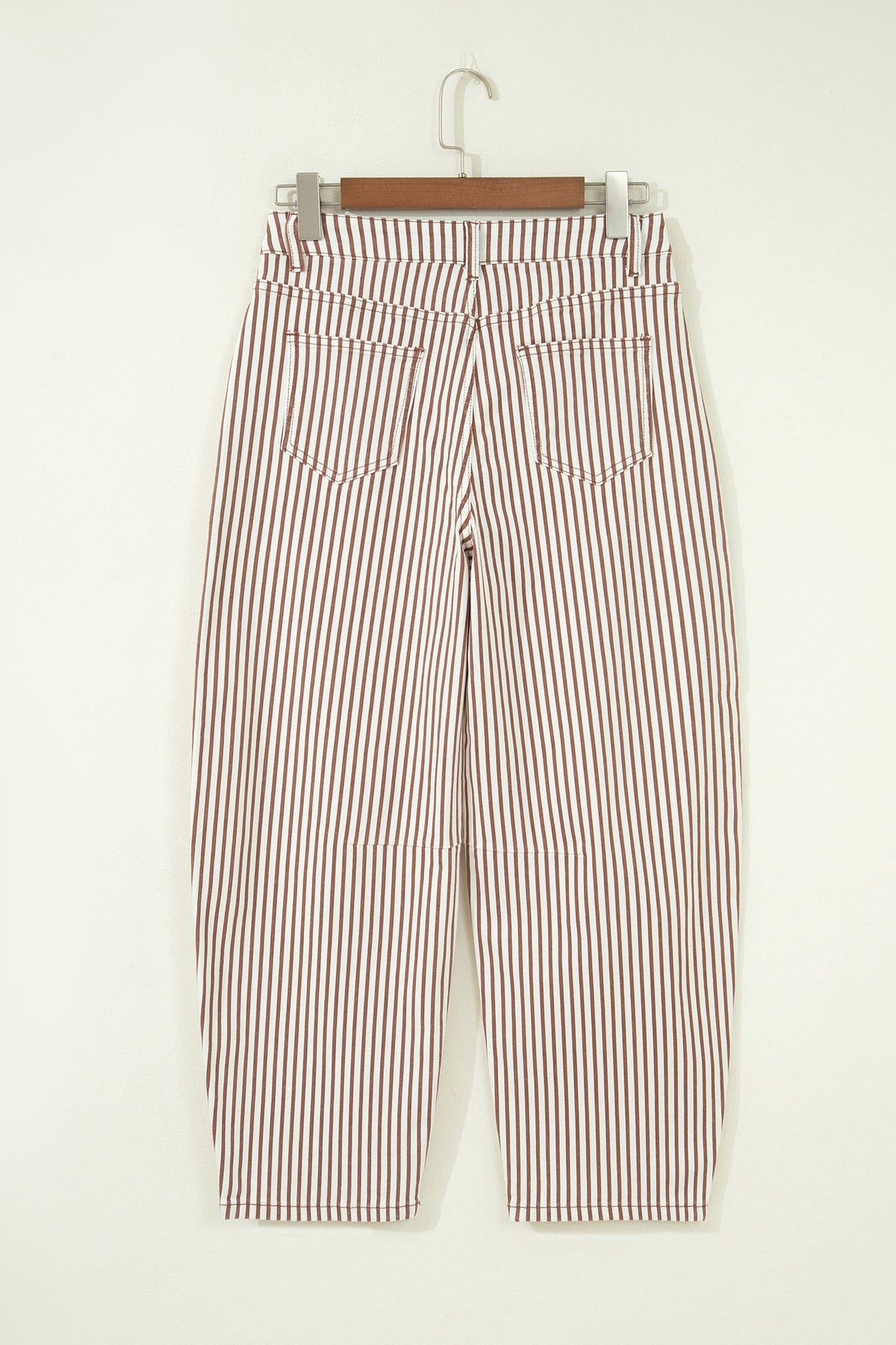Striped High Waist Barrel Leg Jeans