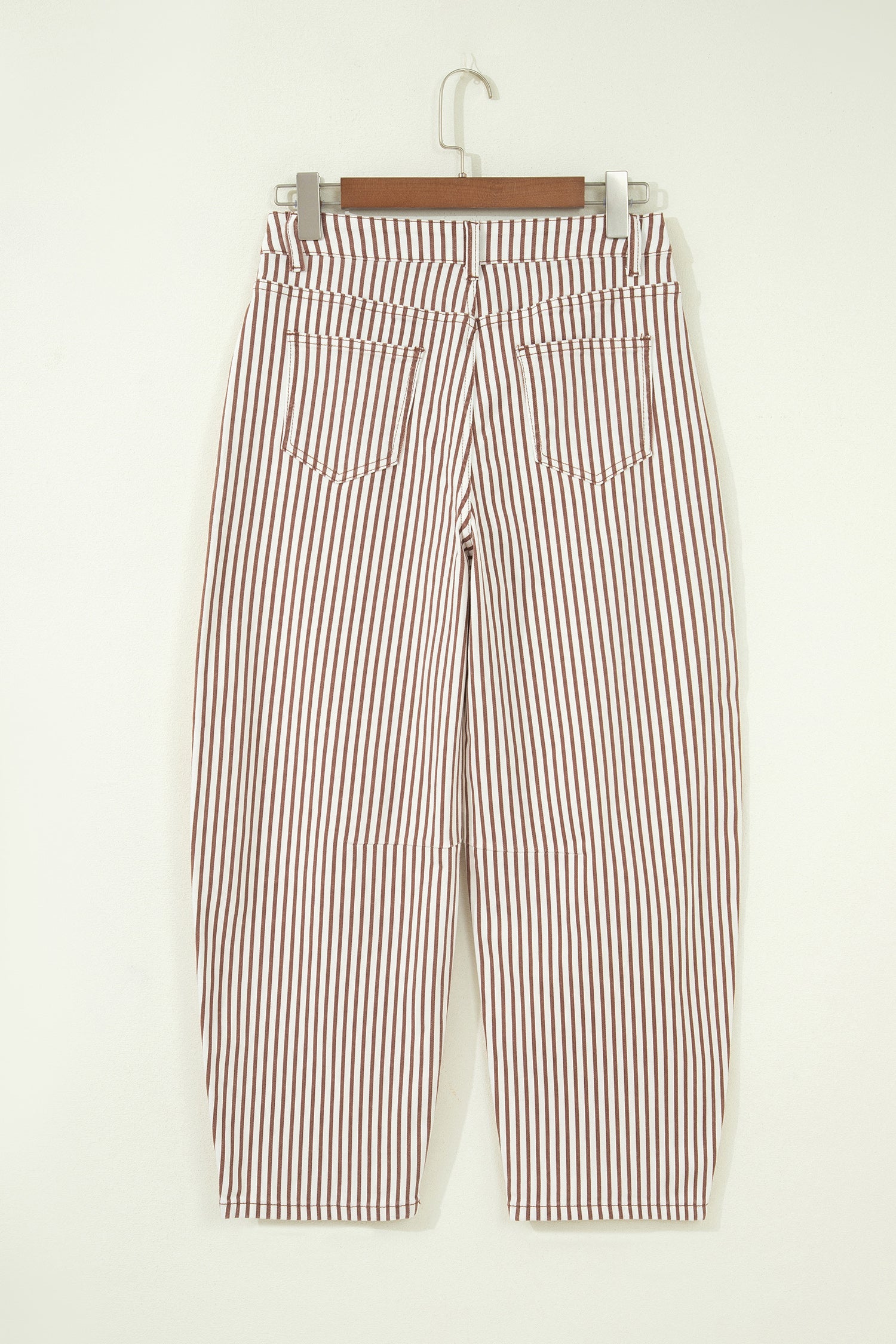Striped High Waist Barrel Leg Jeans
