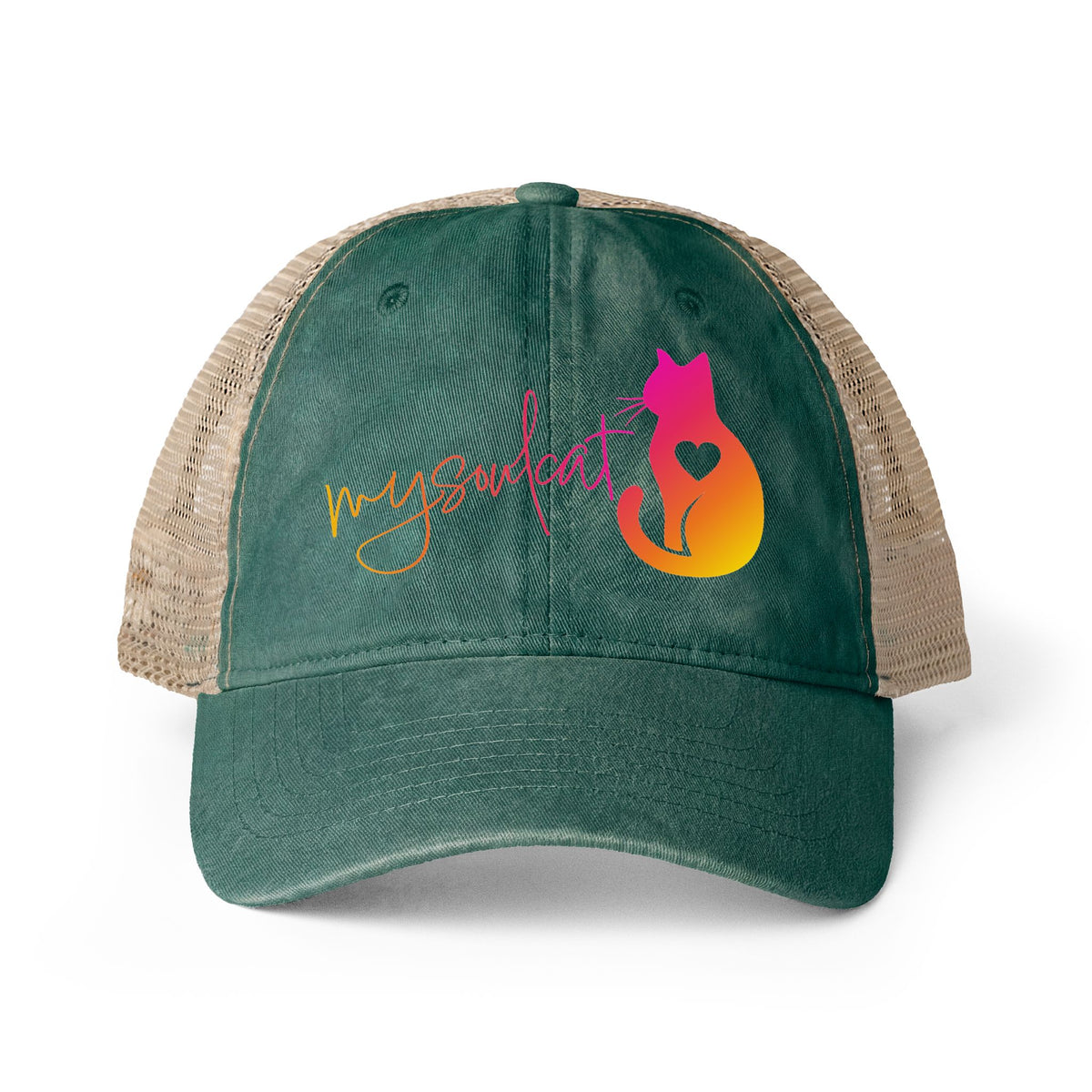 MySoulCat Washed Mesh-Back Cap — Sunset