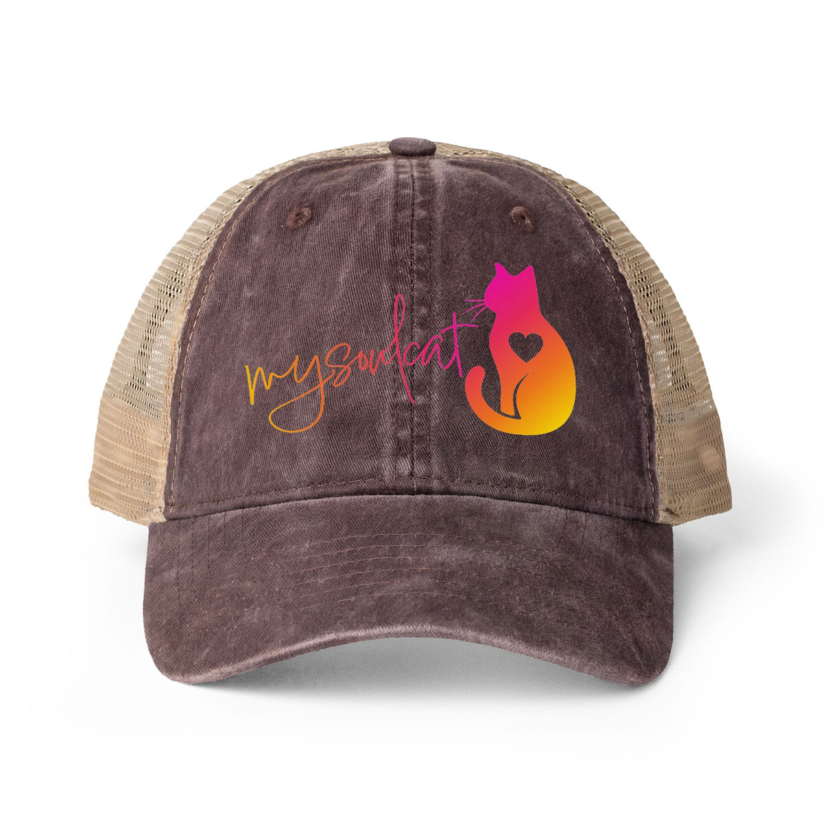MySoulCat Washed Mesh-Back Cap — Sunset