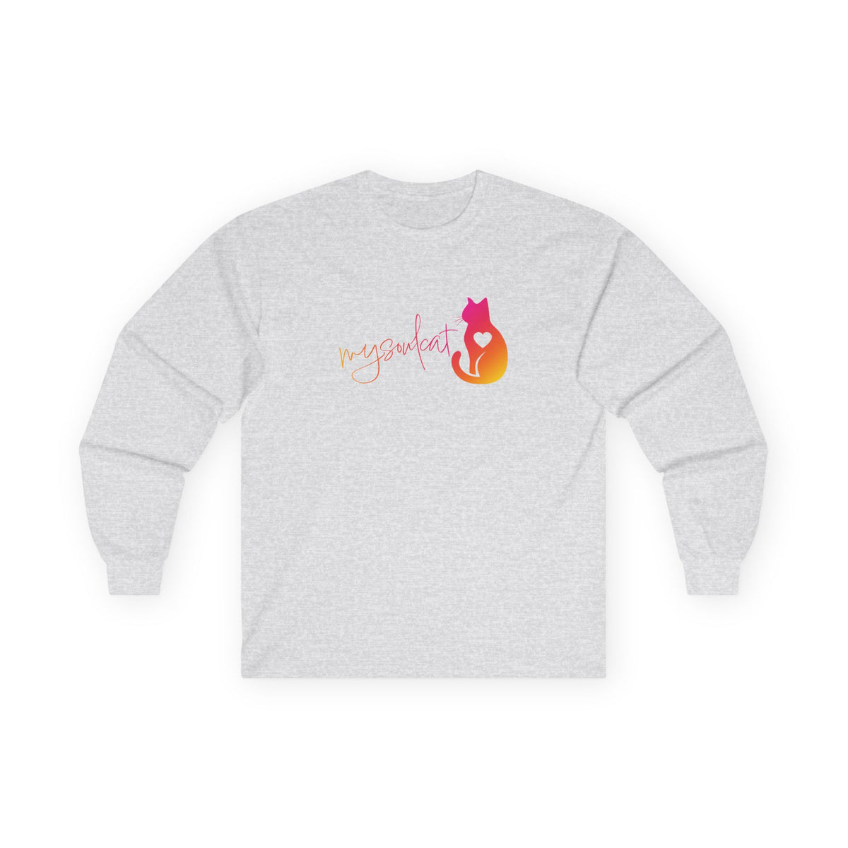 MySoulCat Sunset unisex long-sleeve tee with warm gradient cat design
