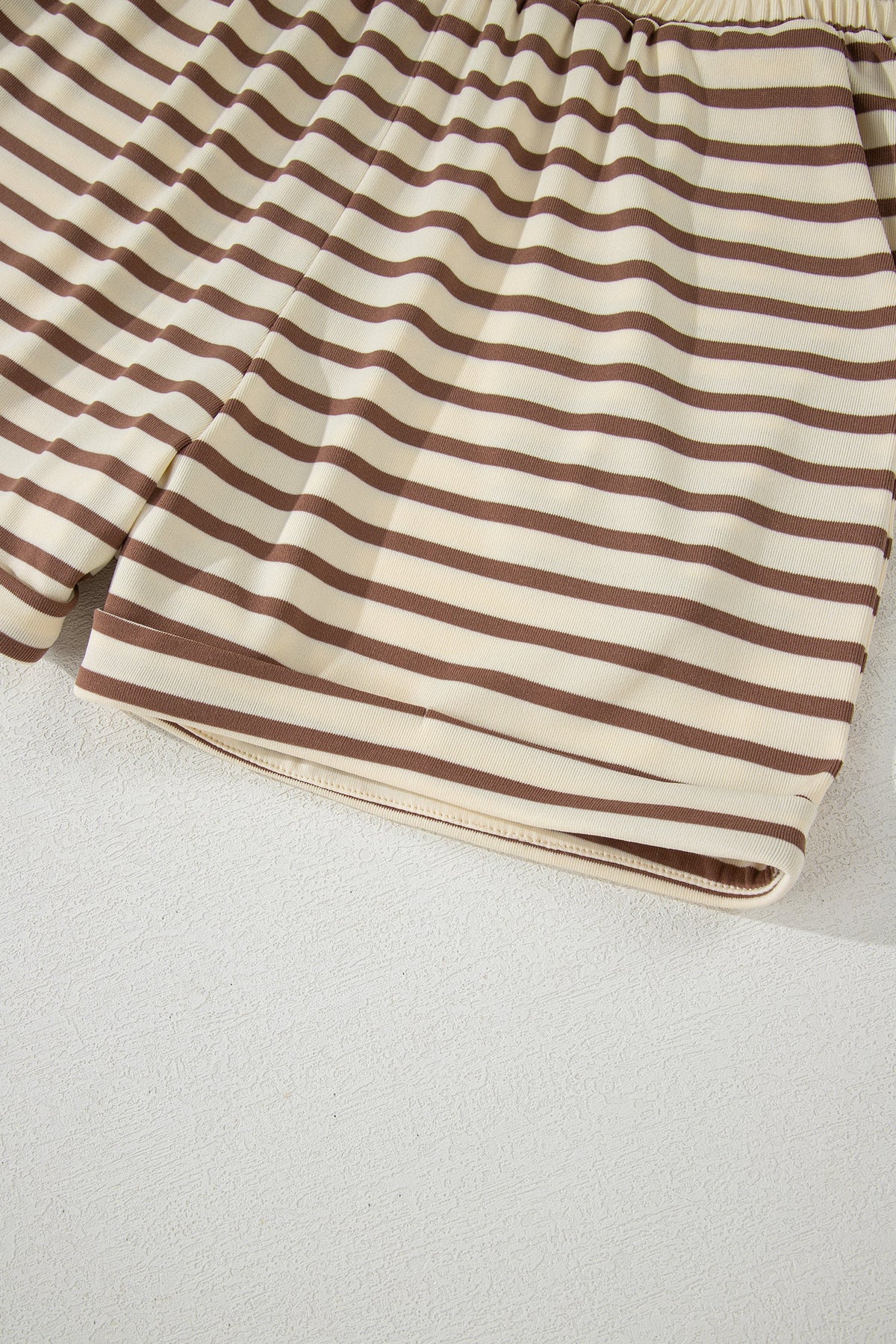 Stripe Cap Sleeve Henley Top & Shorts Set